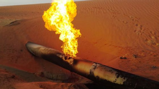 تفجير خط الغاز بمنطقة القريعة بالعريش